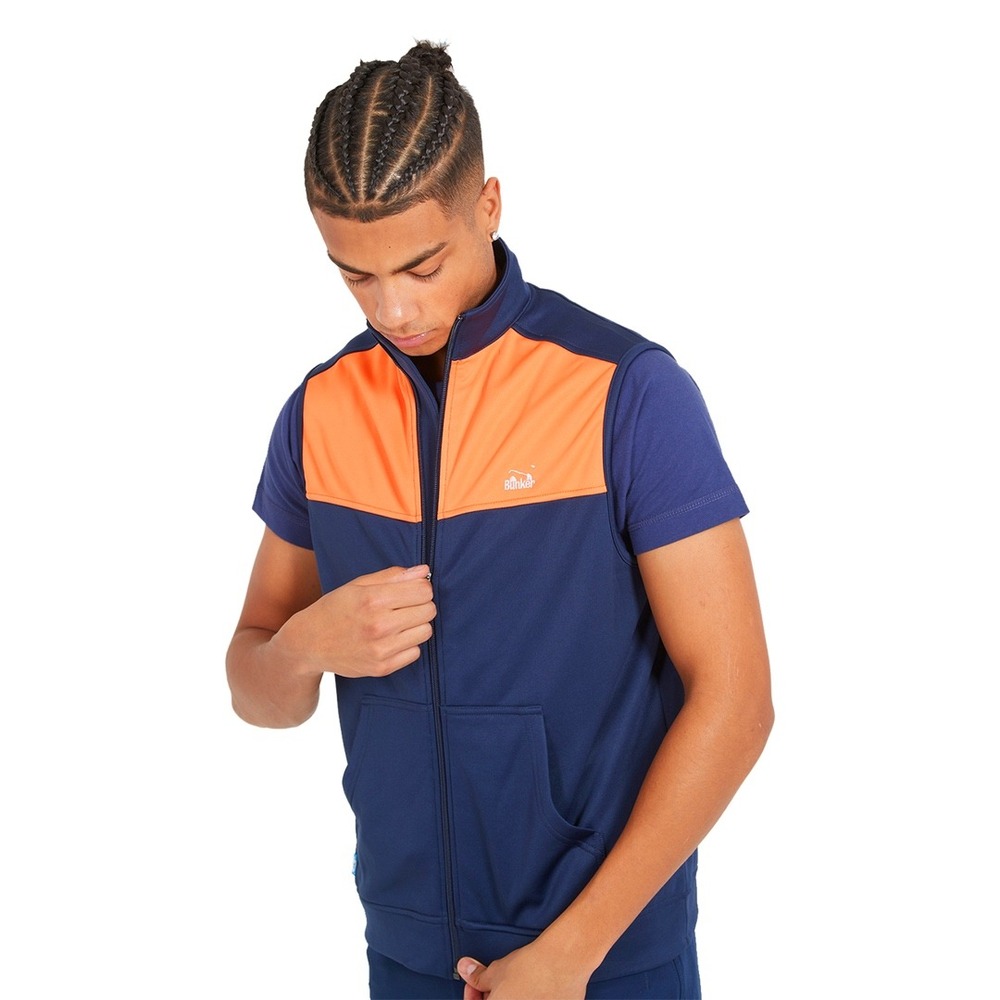 Bunker Mentality Milo gilet Mens 3XL Navy Orange Golf Vest Full Zip